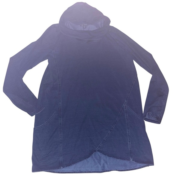 indigo purejill Womens Denim Look Cowl Neck Tunic Shirt Small Swing Office - Picture 2 of 3